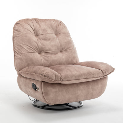 Fauteuil inclinable surdimensionné en velours avec pivot, bascule et support pour téléphone