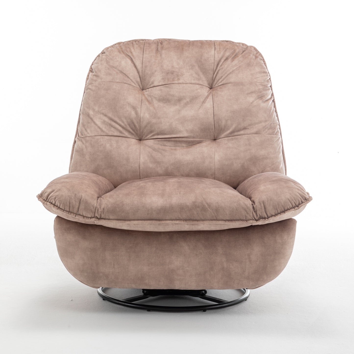 Fauteuil inclinable surdimensionné en velours avec pivot, bascule et support pour téléphone