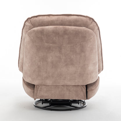 Fauteuil inclinable surdimensionné en velours avec pivot, bascule et support pour téléphone