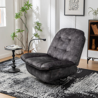 Fauteuil inclinable surdimensionné en velours avec pivot, bascule et support pour téléphone
