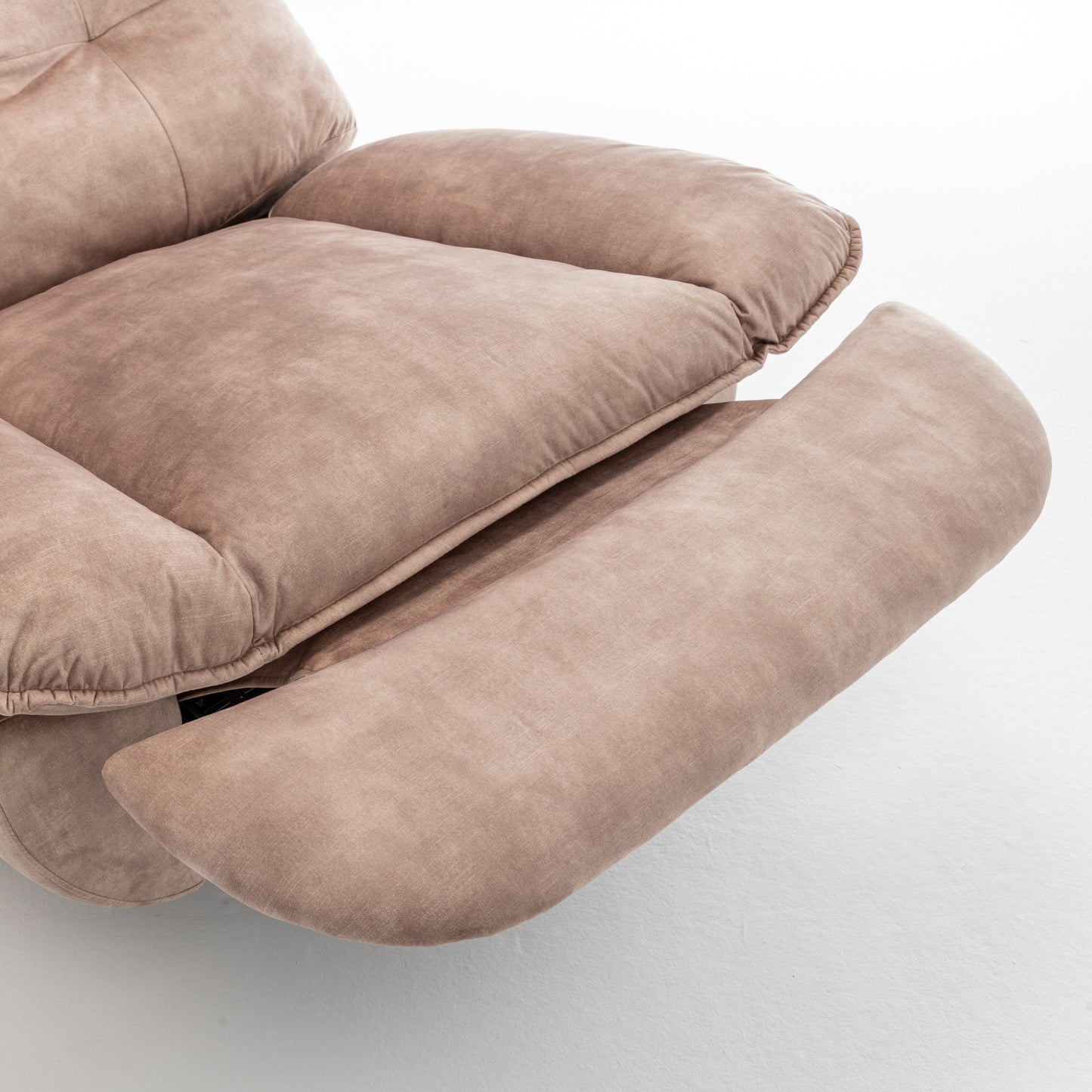 Fauteuil inclinable surdimensionné en velours avec pivot, bascule et support pour téléphone