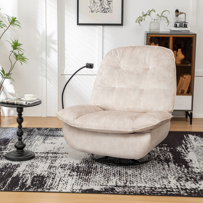 Fauteuil inclinable surdimensionné en velours avec pivot, bascule et support pour téléphone