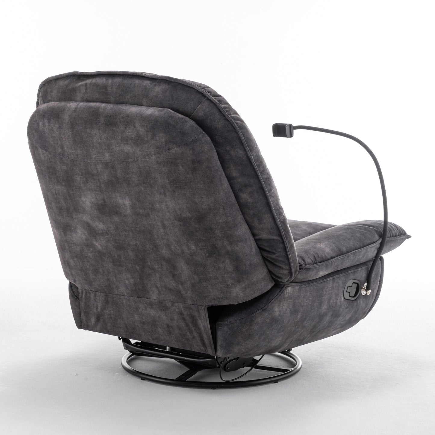 Fauteuil inclinable surdimensionné en velours avec pivot, bascule et support pour téléphone