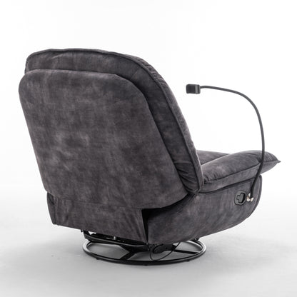 Fauteuil inclinable surdimensionné en velours avec pivot, bascule et support pour téléphone
