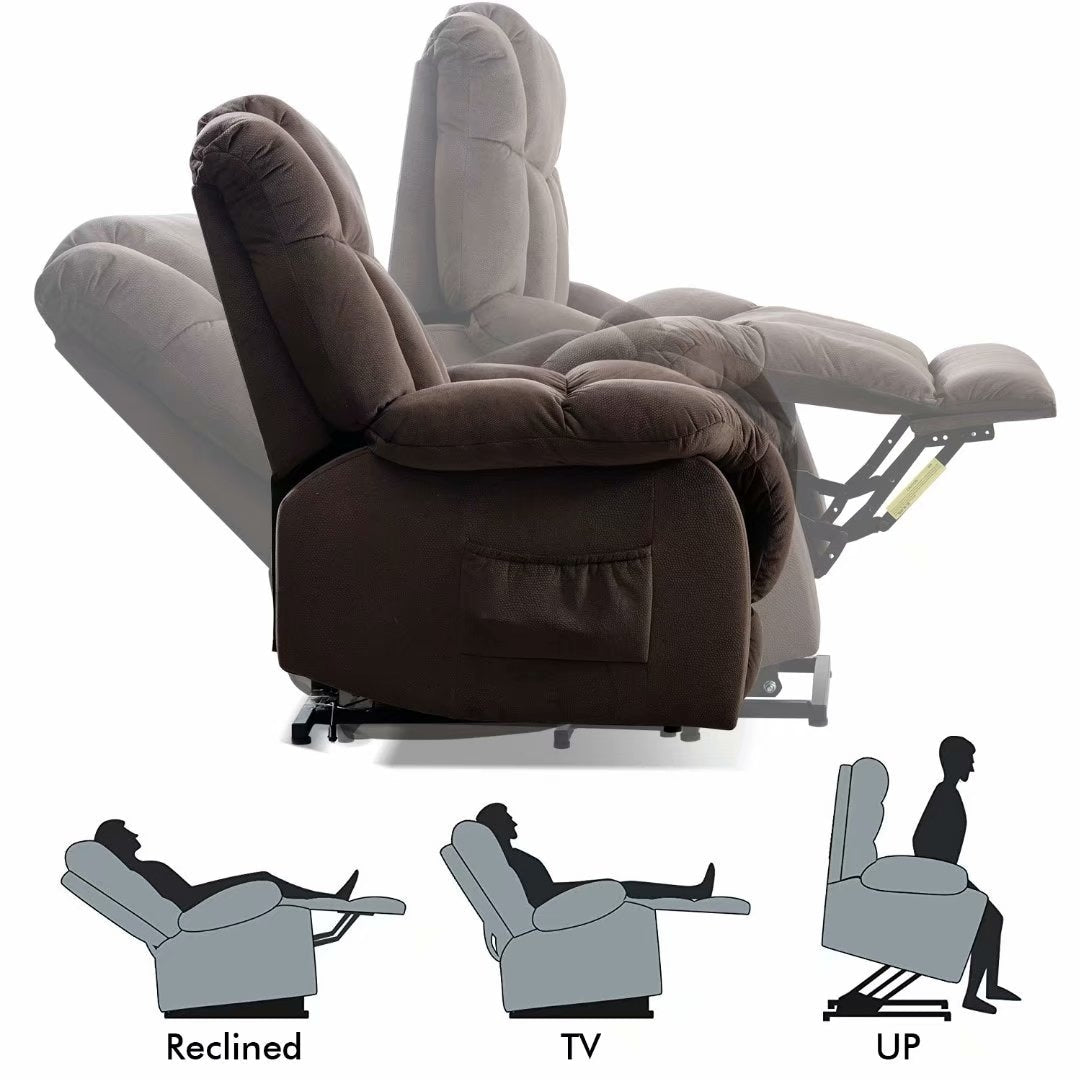 Fauteuil inclinable électrique robuste pour personnes âgées avec un design rembourré