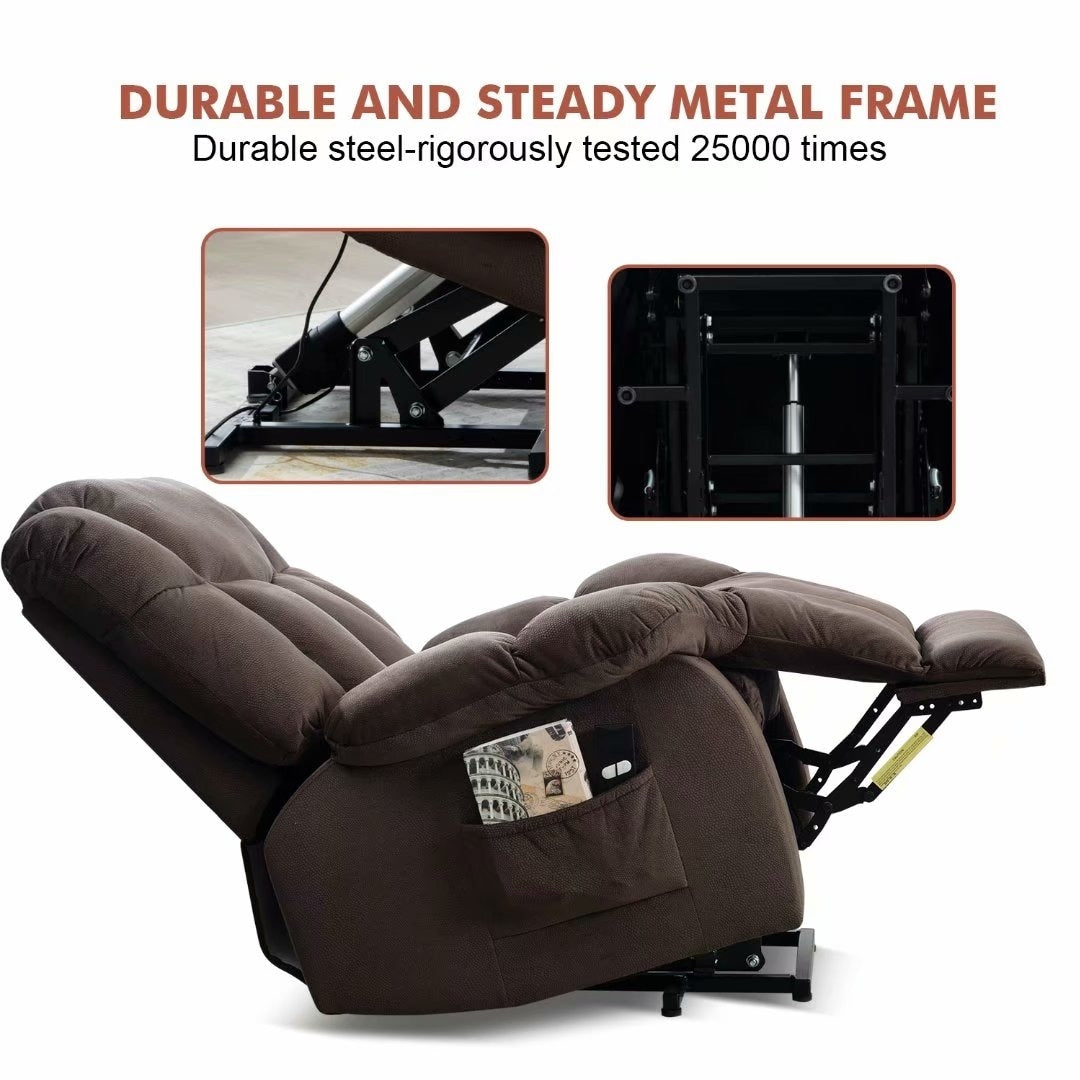 Fauteuil inclinable électrique robuste pour personnes âgées avec un design rembourré