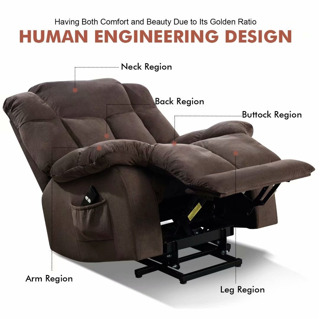 Fauteuil inclinable électrique robuste pour personnes âgées avec un design rembourré