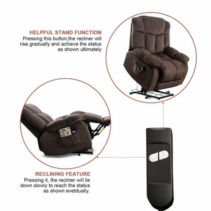 Fauteuil inclinable électrique robuste pour personnes âgées avec un design rembourré