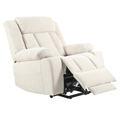 Fauteuil inclinable électrique en velours avec repose-pieds et poche