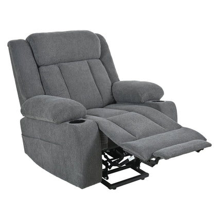 Fauteuil inclinable électrique en velours avec repose-pieds et poche