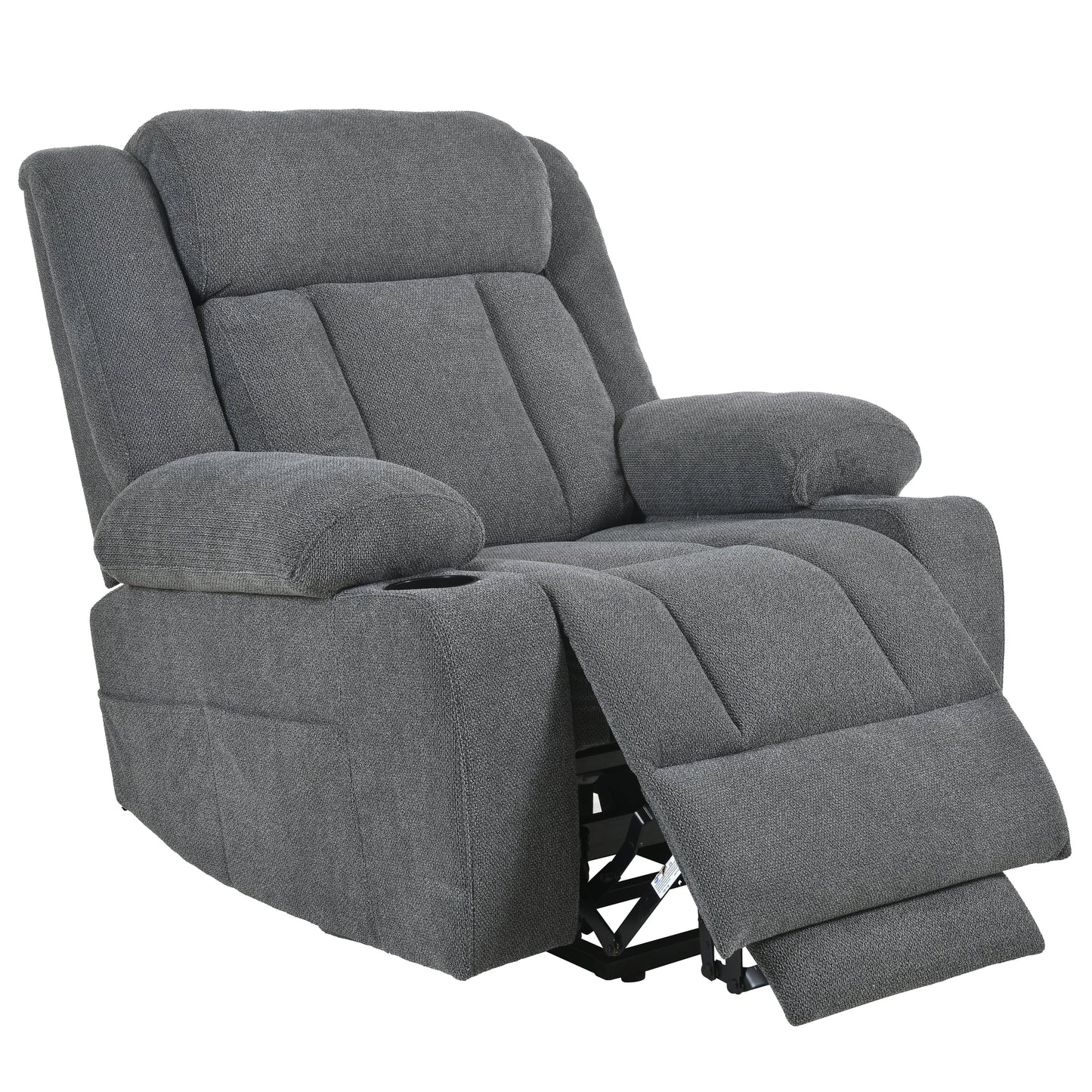 Fauteuil inclinable électrique en velours avec repose-pieds et poche