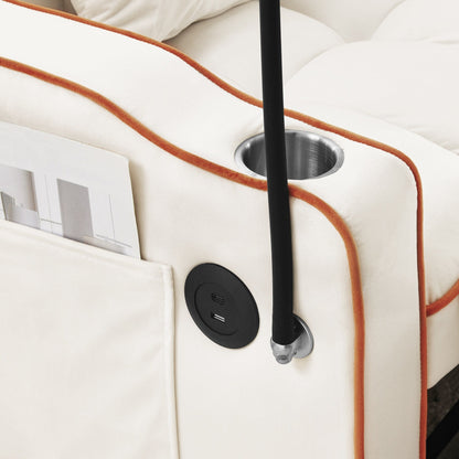 Canapé-lit simple convertible en velours avec port de chargement USB
