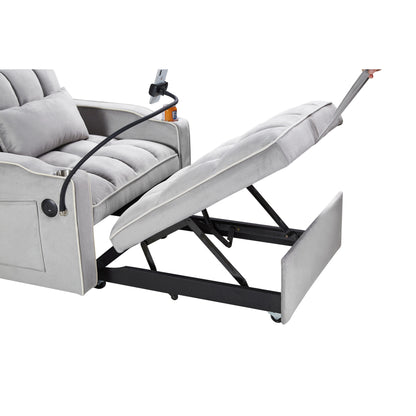 Canapé-lit simple convertible en velours avec port de chargement USB