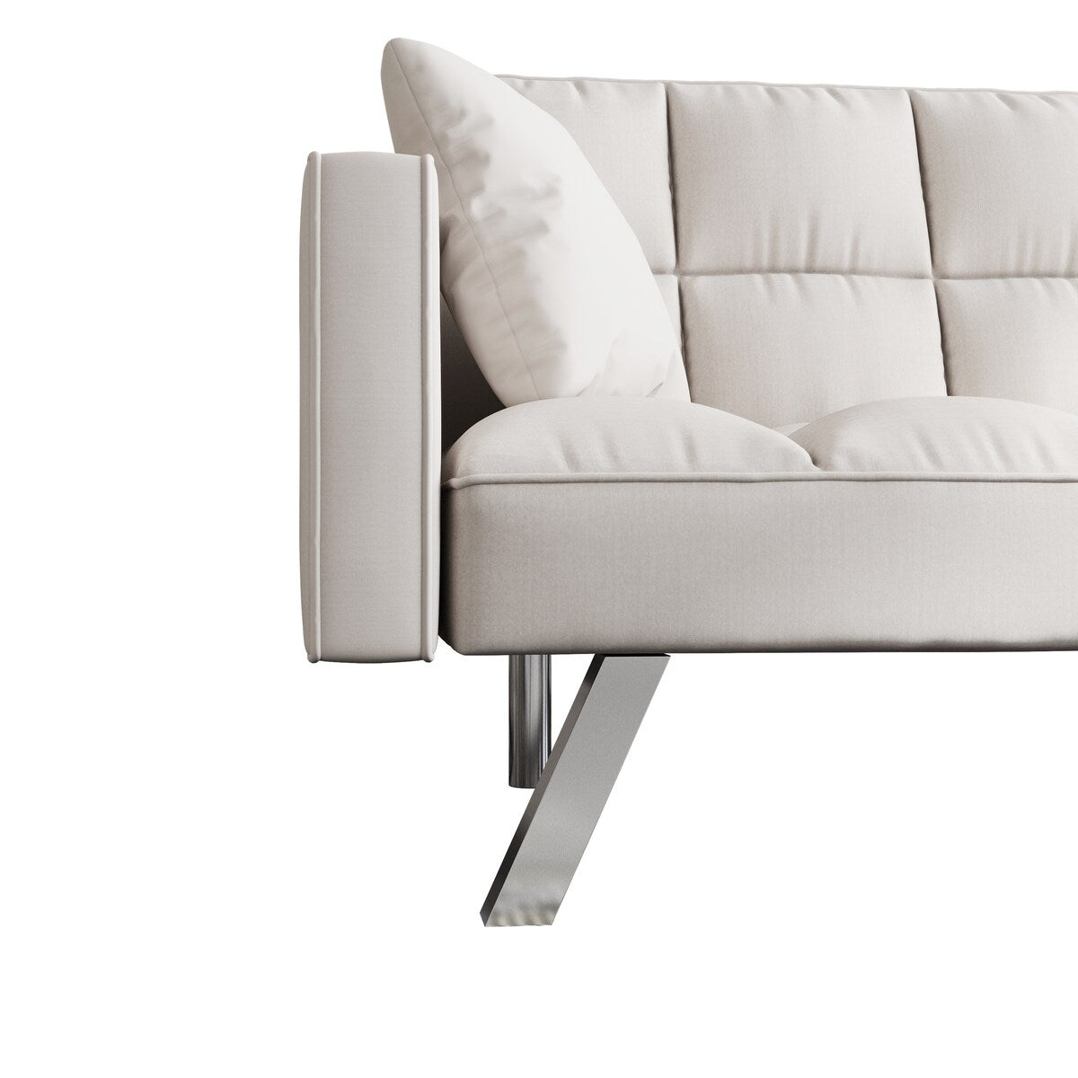 Canapé-lit en velours avec accoudoirs et 2 oreillers