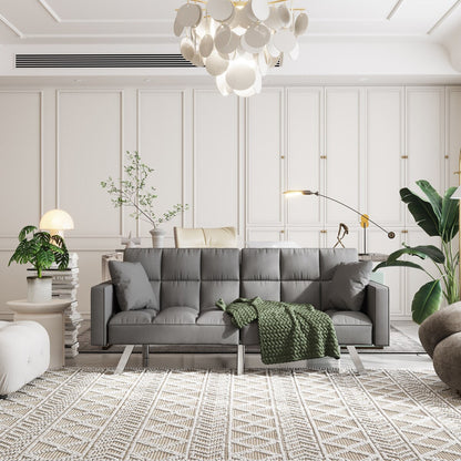 Canapé-lit en velours avec accoudoirs et 2 oreillers