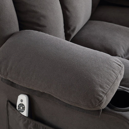 Fauteuil inclinable pivotant en velours avec massage, chauffage et port USB