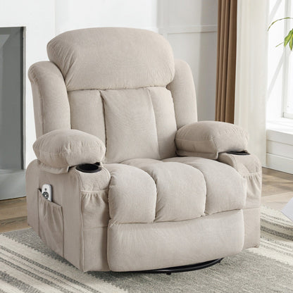 Fauteuil inclinable pivotant en velours avec massage, chauffage et port USB