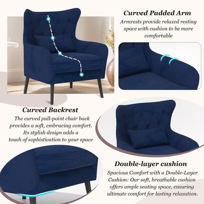 Causeuse en velours touffeté, coussin épais, pieds en métal, deux chaises d'appoint