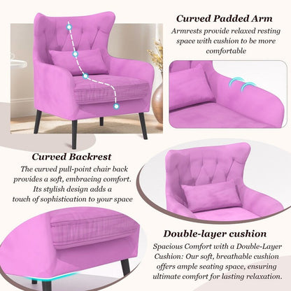 Causeuse en velours touffeté, coussin épais, pieds en métal, deux chaises d'appoint