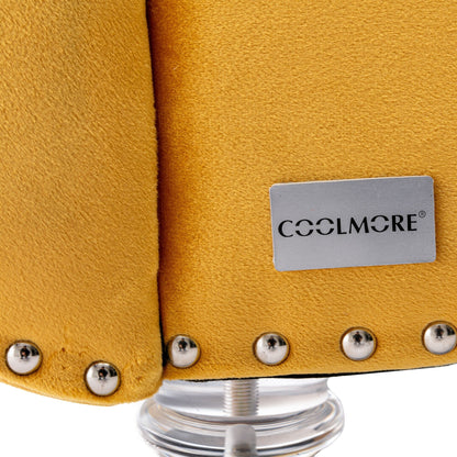 Chaise longue ergonomique en velours capitonné, inclinable en forme de S, avec coussin, garniture cloutée et pieds en acrylique pour une utilisation en intérieur