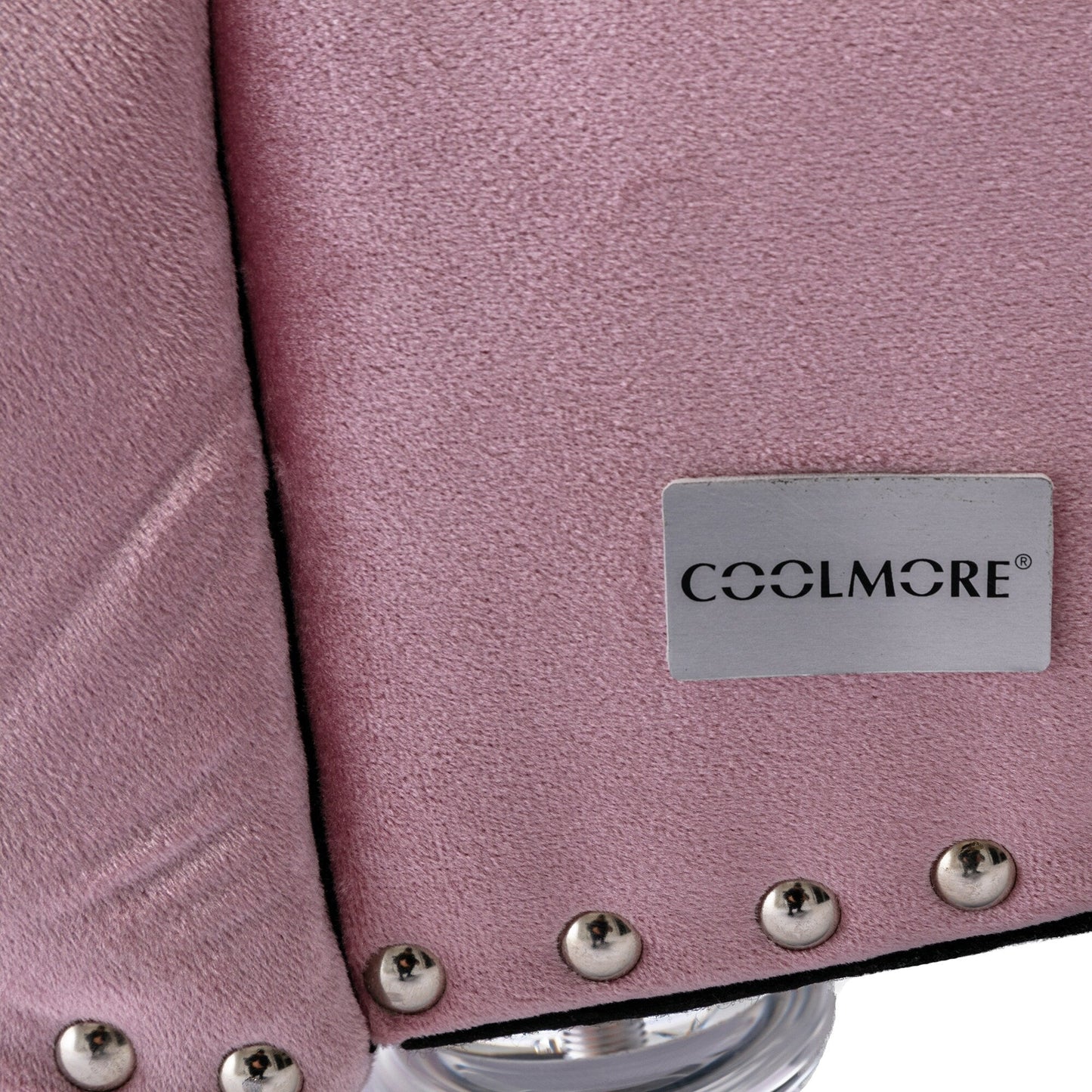 Chaise longue ergonomique en velours capitonné, inclinable en forme de S, avec coussin, garniture cloutée et pieds en acrylique pour une utilisation en intérieur