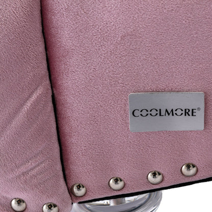 Chaise longue ergonomique en velours capitonné, inclinable en forme de S, avec coussin, garniture cloutée et pieds en acrylique pour une utilisation en intérieur