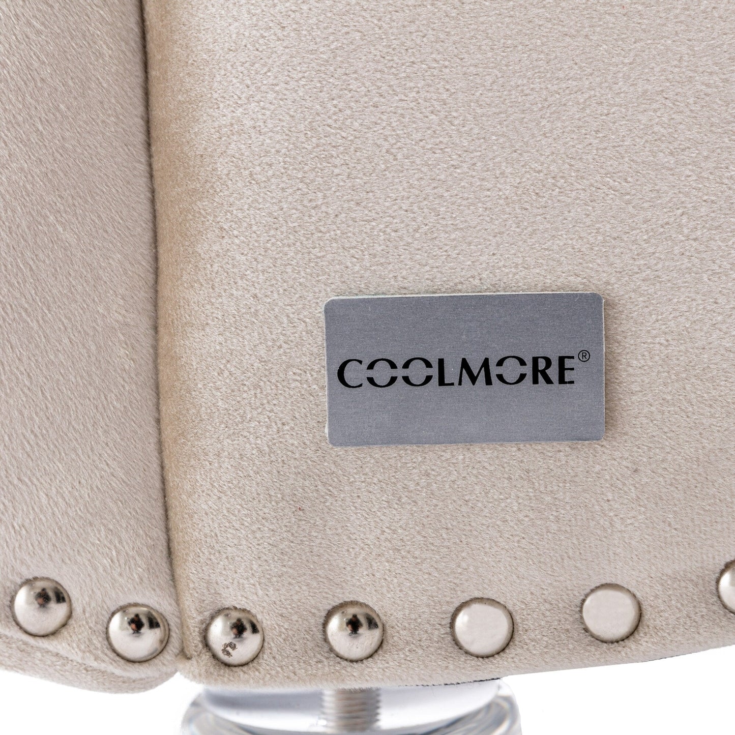 Chaise longue ergonomique en velours capitonné, inclinable en forme de S, avec coussin, garniture cloutée et pieds en acrylique pour une utilisation en intérieur