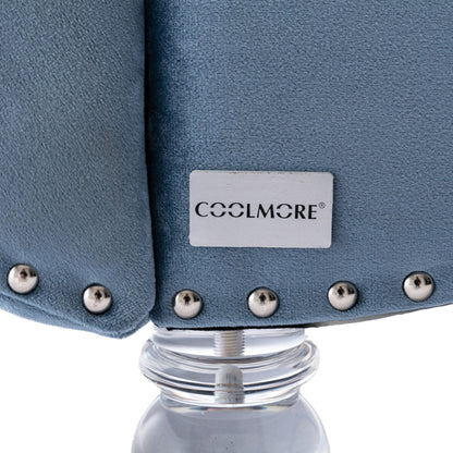 Chaise longue ergonomique en velours capitonné, inclinable en forme de S, avec coussin, garniture cloutée et pieds en acrylique pour une utilisation en intérieur