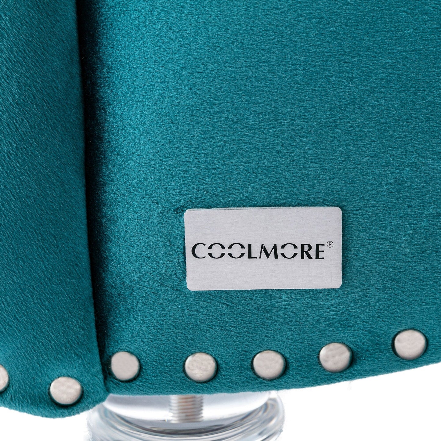 Chaise longue ergonomique en velours capitonné, inclinable en forme de S, avec coussin, garniture cloutée et pieds en acrylique pour une utilisation en intérieur