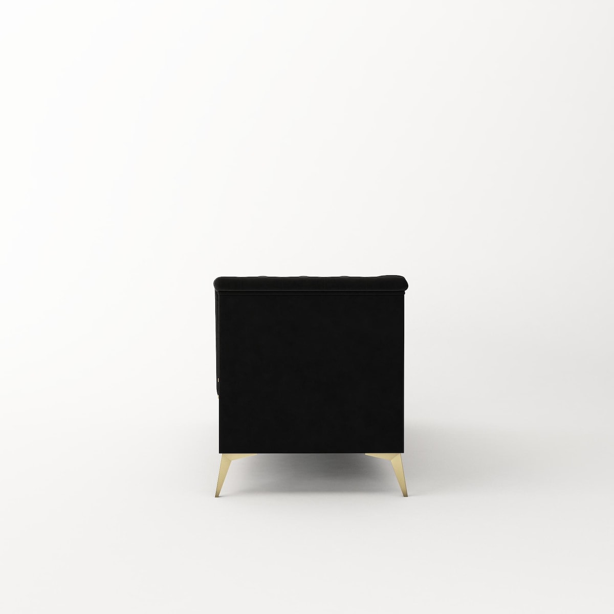 Canapé 3 places rembourré en velours, canapé de salon moderne avec capitonnage à boutons profonds et pieds en métal, accoudoirs carrés