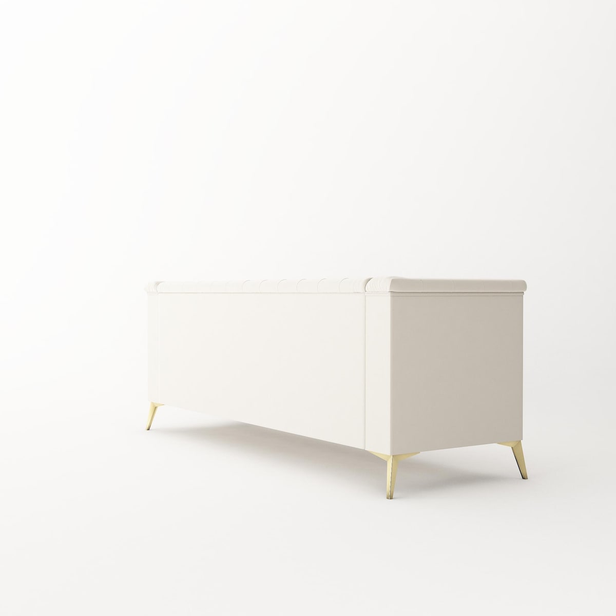 Canapé 3 places rembourré en velours, canapé de salon moderne avec capitonnage à boutons profonds et pieds en métal, accoudoirs carrés