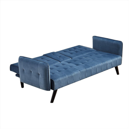 Canapé-lit futon convertible et pliable en velours avec 2 porte-gobelets pour un salon compact