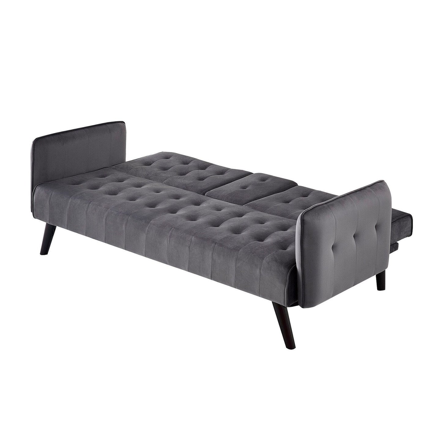 Canapé-lit futon convertible et pliable en velours avec 2 porte-gobelets pour un salon compact