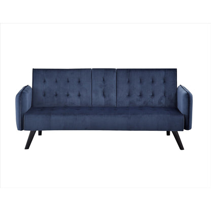 Canapé-lit futon convertible et pliable en velours avec 2 porte-gobelets pour un salon compact
