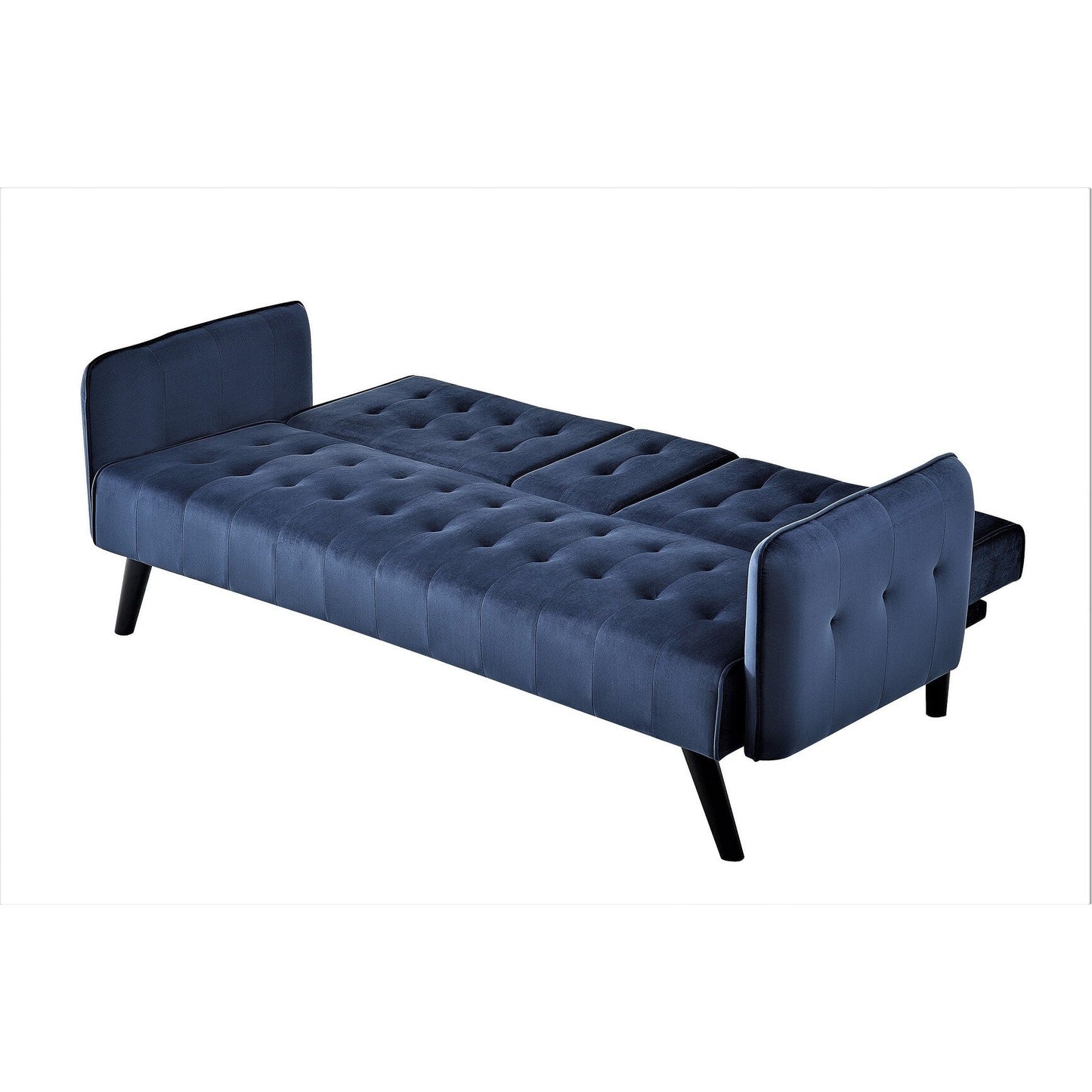 Canapé-lit futon convertible et pliable en velours avec 2 porte-gobelets pour un salon compact