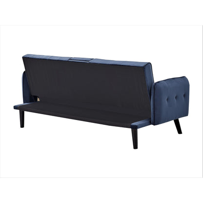 Canapé-lit futon convertible et pliable en velours avec 2 porte-gobelets pour un salon compact