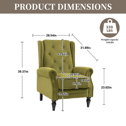 Fauteuil inclinable capitonné en velours avec pieds noirs