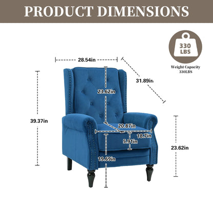 Fauteuil inclinable capitonné en velours avec pieds noirs