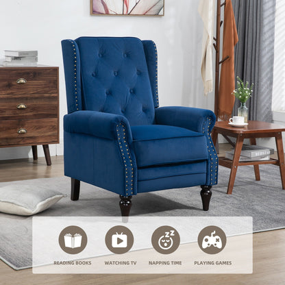 Fauteuil inclinable capitonné en velours avec pieds noirs