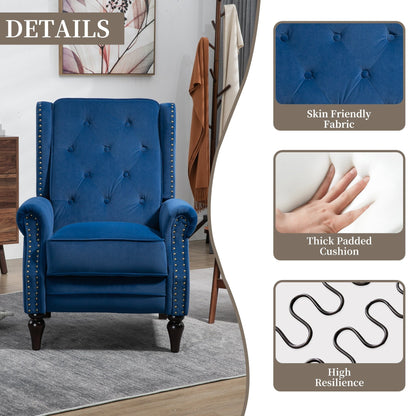 Fauteuil inclinable capitonné en velours avec pieds noirs