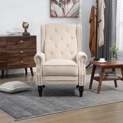 Fauteuil inclinable capitonné en velours avec pieds noirs