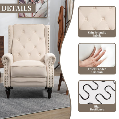 Fauteuil inclinable capitonné en velours avec pieds noirs