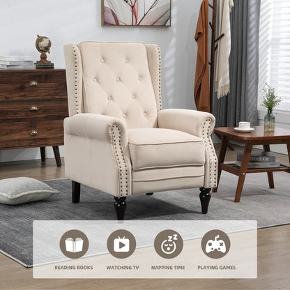 Fauteuil inclinable capitonné en velours avec pieds noirs