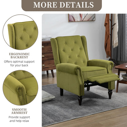 Fauteuil inclinable capitonné en velours avec pieds noirs