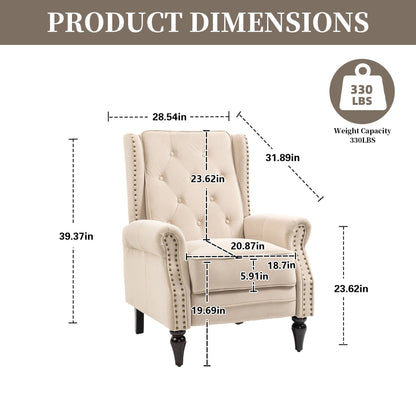 Fauteuil inclinable capitonné en velours avec pieds noirs