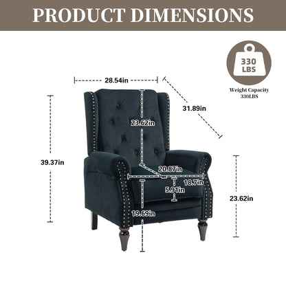 Fauteuil inclinable capitonné en velours avec pieds noirs