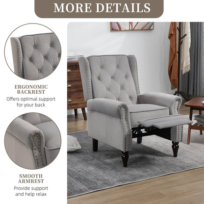 Fauteuil inclinable capitonné en velours avec pieds noirs