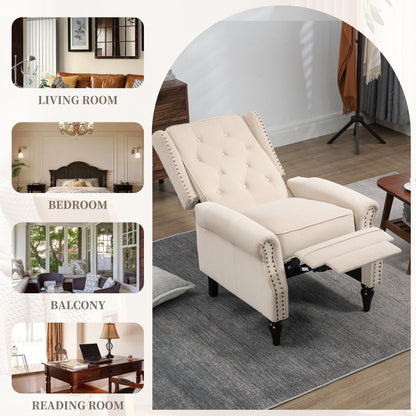 Fauteuil inclinable capitonné en velours avec pieds noirs