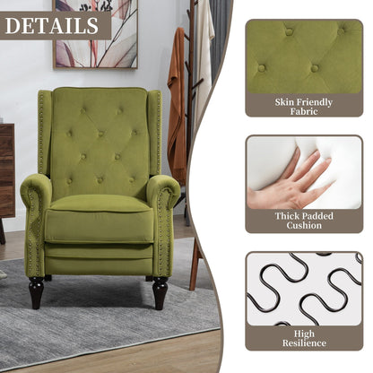 Fauteuil inclinable capitonné en velours avec pieds noirs