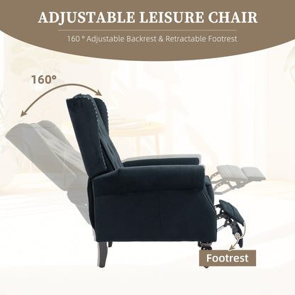 Fauteuil inclinable capitonné en velours avec pieds noirs